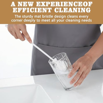 2 PCS Silicone Bottle Cleaning Brush, 360° Flexible Silicone Brush with Long Handle, Soft Petite Cleaner for Baby Bottle, Straw, Jar, Coffee Cup, White