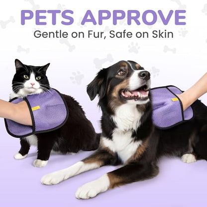 KEYVOZ Pet Hair Removal Glove for Cats and Dogs, Electrostatic Magic Brush Pet Hair Remover for Dog Couch, Available in Blue, Purple, Pink, Brown- Perfect for Pet Owners (Purple) - color: Purple