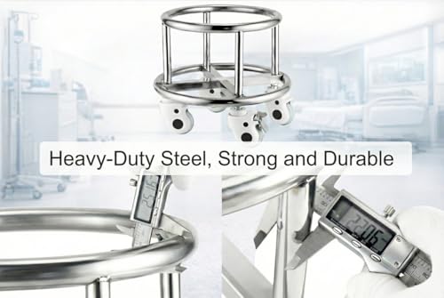 Stainless Steel Kick Bucket with Rolling Stand - Large 18 Quart Capacity, Removable Bason, Quiet Casters, Durable Frame - Ideal for Medical, Surgical, and Cleaning Use
