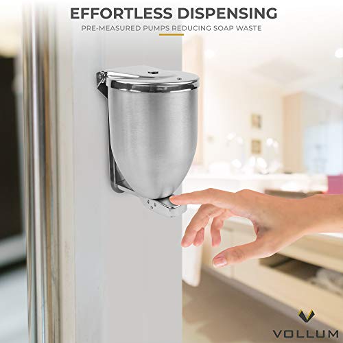 Vollum Powder-Soap Dispenser - 32 Ounce Stainless Steel Bathroom Soap Dispenser with Large Filler Cap - Strong Wall Mounted Pump Kitchen Soap Dispenser - Farmhouse Kitchen Decor Dish Soap Dispensers