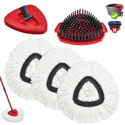 Mop Heads Replacements for O Cedar EasyWring 1 Tank,Spin Mop Replace Heads for OCedar,Includes 3 Microfiber Mop Refills,1 Upgrade Scrubber Brushes and 1 Base for Deep Cleaning Machine Washable - size: 1 Tank-5pack