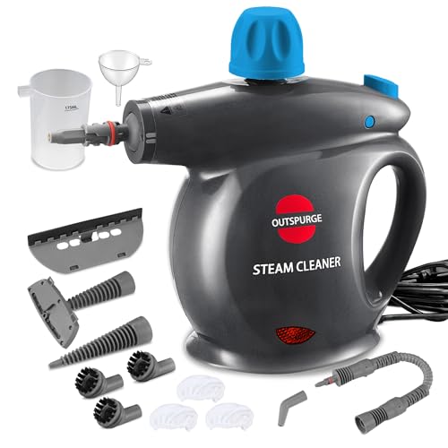 Handheld Steam Cleaner, Pressurized Multi-Surface Steam Shot with 13 Accessories, Safety Lock, Steamer for Cleaning Floor, Upholstery, Grout, Windows, Couch and Car, Grey - color: Grey