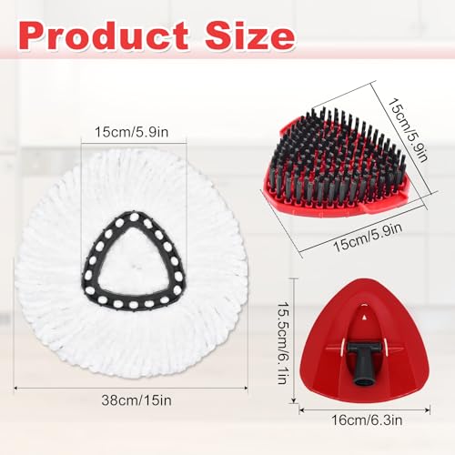 Mop Heads for O Cedar EasyWring 1 Tank System Mop Heads Replacements, Full Set with 1 Base + 1 OCedar Scrubber Mop Head + 3 Spin Mop Replacement Heads, All-in-One Cleaning Kit for Home& Kitchen - color: 3white Set