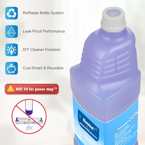 Bisenkud Leak-Proof Refillable Bottle for Swiffer® Wet Jet™ Mop | 1250mL, 42.3 fl oz, Empty HDPE Solution Bottle, Leak-Proof Cap, Reusable Floor Cleaning Bottle, Not for PowerMop