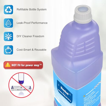 Bisenkud Leak-Proof Refillable Bottle for Swiffer® Wet Jet™ Mop | 1250mL, 42.3 fl oz, Empty HDPE Solution Bottle, Leak-Proof Cap, Reusable Floor Cleaning Bottle, Not for PowerMop