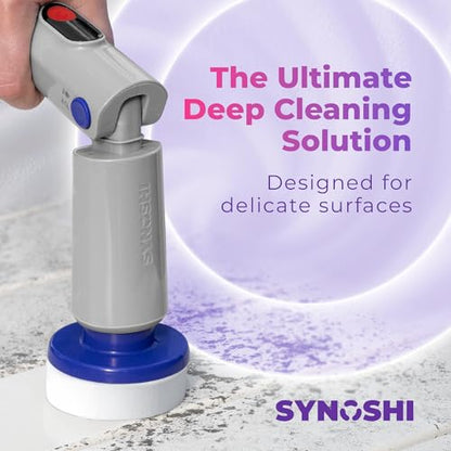 Synoshi PRO Electric Spin Scrubber Melamine Sponge for Bathroom & Shower Cleaning, Kitchen Brush Head for Power Cleaning - Set of 3 Sponges