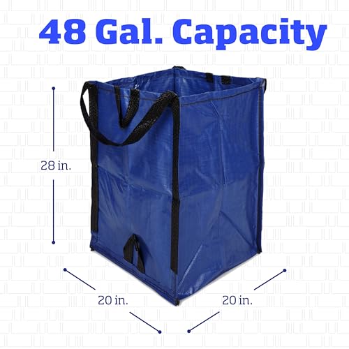 DURASACK Heavy Duty Home and Yard Bags 48-Gallon Reusable Self-Standing Lawn and Leaf Bags Garbage Can with Reinforced Handles, Blue - color: Blue