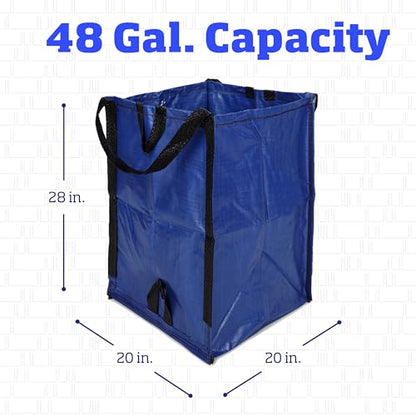 DURASACK Heavy Duty Home and Yard Bags 48-Gallon Reusable Self-Standing Lawn and Leaf Bags Garbage Can with Reinforced Handles, Blue - color: Blue