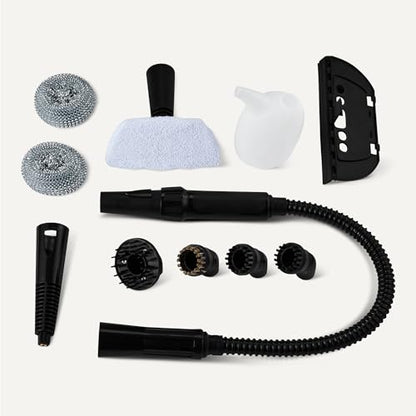Amazon Basics Handheld Steam Cleaner for Home with 9 Accessories, Powerful 1000W Steam Shot, 8.5oz Tank, 12ft Cord, White - style: Handheld Cleaner