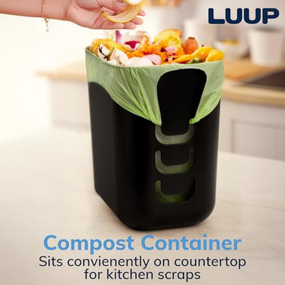 STORi Luup Trash Can (Black) - Reuse Grocery Bags - Plastic Garbage Container for Bathroom, Vanity, Laundry Room, Kitchen, Office, Garage - 2.5 Gallon Wastebasket with Hooks to Secure Trash Bags - color: Black