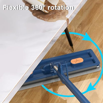 /Streamline Mop, 2024 Large Flat Floor Mop and Bucket, Strealinem Mop with 6 Washable Microfiber Pads, Independent Drainage Scraper, 360 Rotating, Wet and Dry Use, Floor Cleaning System WHI - color: White B