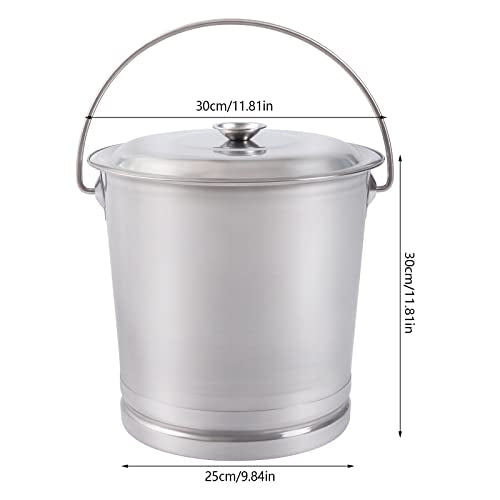 14L/14.8 Qt Large Stainless Steel Compost Bucket Milk Metal Pail with Lid & Handle, Compost Bin Kitchen Scrap Buckets Food Waste Slop Storage Container Buckets Garbage Pail, Open Lip Edge