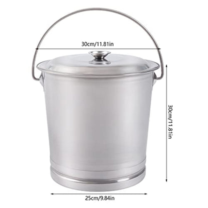 15Qt/3.7Gal Stainless Steel Bucket Milk Metal Pail Ice Bucket Compost Bin | Compost Bucket Milk Pail Scrap Slop Food Waste Garbage Pails Kitchen Farms Kennels with Lid and Handle - size: 14L/14.8 Qt/3.7Gal:11.81*11.81*11.81 inch