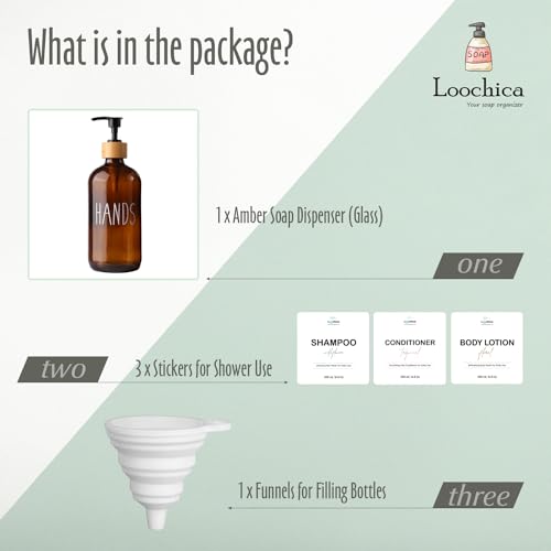 LOOCHICA Hand Amber Glass Soap Dispenser with Pump, Amber Hand Soap Dispenser, Refillable Reusable Apothecary Soap Pump Dispenser Bottles for Bathroom and Kitchen Use - color: C05-amber-hands