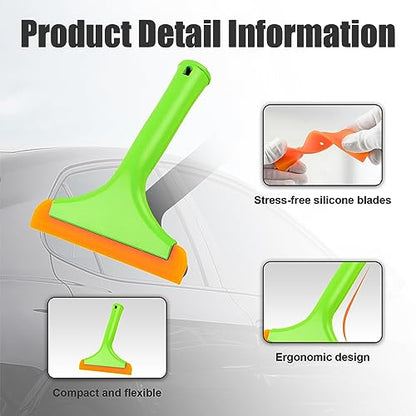 Ziciner Small Silicone Window Squeegee, Car Windshield Water Blade Squeegee, Multifunctional Auto Squeegee with 5.9 Inch Blade and Non-Slip Handle for Car Window, Mirror, Home Cleaning (Light Green) - color: Light Green-1pcs