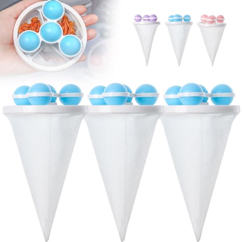 3PCS Washing Machine Lint Catcher, Reusable Floating Mesh Laundry Filter Bags, Pet Hair Collector for Washing Machine, Floating Hair Catcher for Clothes Cleaning (Blue) - color: Blue