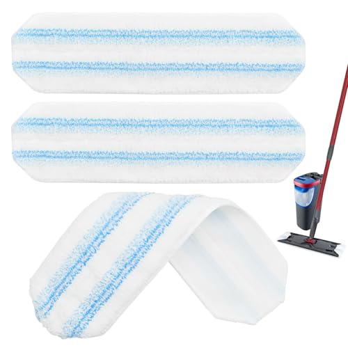 Mop Replacement Pads Compatible with O-Cedar H2prO Flat Mop System, 3 Pack Microfiber Mop Heads Replacements for Ocedar Flat Mop, Washable and Reusable Mop Pad Refills, Safe on Hard Floors - size: Flat mop pad-3pack