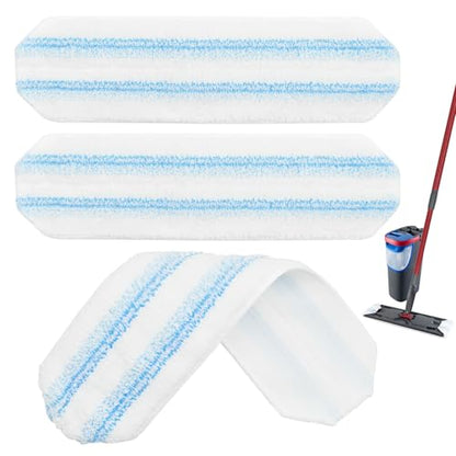 Mop Replacement Pads Compatible with O-Cedar H2prO Flat Mop System, 3 Pack Microfiber Mop Heads Replacements for Ocedar Flat Mop, Washable and Reusable Mop Pad Refills, Safe on Hard Floors - size: Flat mop pad-3pack