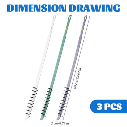 3Pcs Washing Machine Cleaning Brush Flexible Nylon Bristles Laundry Brush 0.8x23.6in Effective Reusable Cleaning Tool for Washing Machine Drums Tools