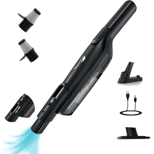 Cordless Handheld Vacuum, Lightweight Portable Hand Vacuum Cleaner with LED Light,Rechargeable Hand Held Vacuum with One-Touch Empty, Powerful Suction for Office, Home,Car, Coal - color: Coal