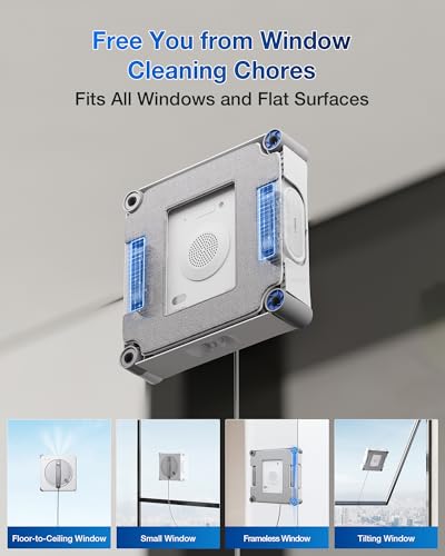 ECOVACS WINBOT W2S Window Cleaning Robot, Intelligent Edge-to-Edge Cleaning with TruEdge Scrubbers, 3 Water Nozzles, 10-Level Safety System, Win-SLAM 4.0 Route Planning, Even Climbing System - size: W2S