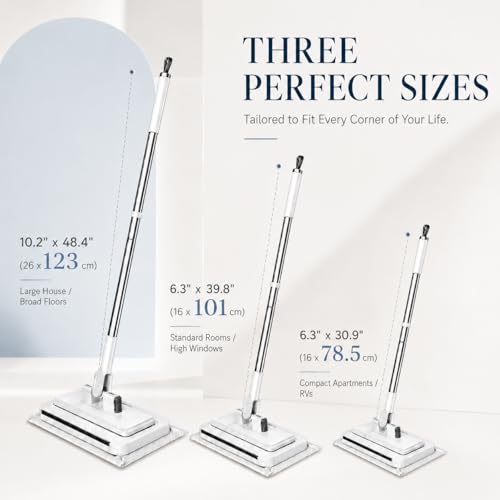 Hands-Free Multi-Purpose Flat Mop, Shark Tooth Triple Grip Built-in Rubber Squeegee for Window One Button Automatic Release Flat Mop Washable Reusable Microfiber Cloth,10×49 in,3 Pack Cloth - color: With 3 Pack Cloth, size: 10×49 in