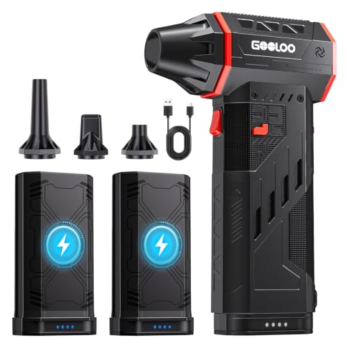 GOOLOO F5 Compressed Air Duster, Dual Removable Batteries, 180,000RPM Electric Air Duster, 3-Gear Adjustable Mini Handheld Leaf Air Blower Cordless for Car Detailing, PC, Keyboard, Snow Cleaning - size: Dual Batteries-F5