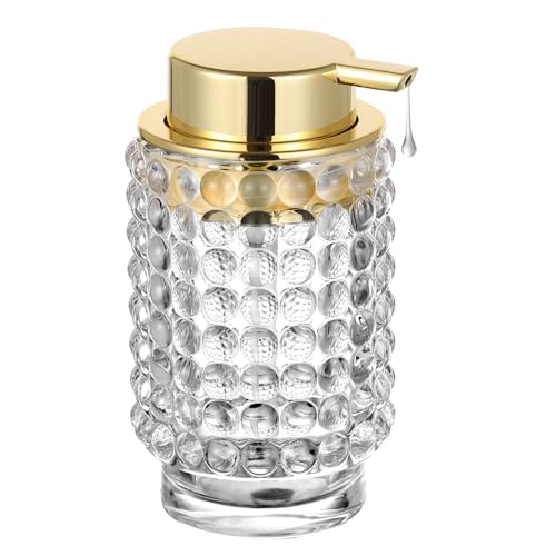 Glass Liquid Soap Dispenser, Refillable Liquid Dispenser with Gold Pump, Hand Soap Dispenser for Bathroom Kitchen, Modern Home Bathroom Decor （Liquid Type/Clear） - color: Liquid Type/Clear