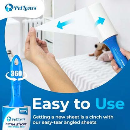 PetLovers Extra Sticky Lint Roller Mega Value Set 720 Sheets for Pet Hair Removal and Clothes, Dog and Cat Lint Remover, 8 Pack - size: 8 Pack