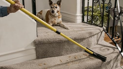 Original Pet Hair Rubber Broom with Squeegee, with 58" Telescopic Handle for Carpet, Tile and Hardwood