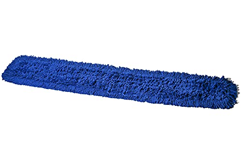 Commercial Dust Mop Replacement Head – 60 x 5 in. Cotton Nylon Reusable Mop Head – Industrial Dust Mop Refill for Floor Cleaning & Janitorial Supplies, Blue - color: Blue, size: 60 X 5 Inch