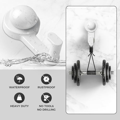 Shower Hooks for Inside Shower,No-Drill Removable&Reusable Towel Hooks for Bathroom,Heavy Duty Suction Cup Hooks for Glass Window,2 Pack(White) - color: White
