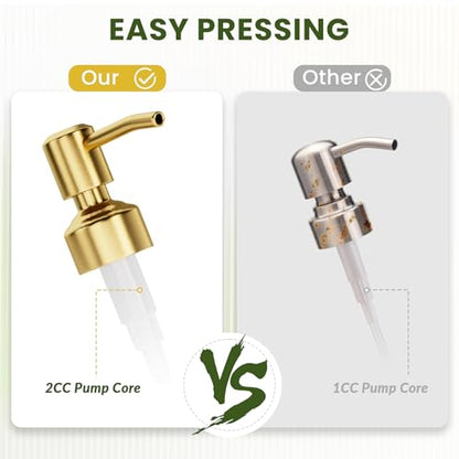 AmazerBath Soap Dispenser, 2 Pack Green Glass Soap Dispenser with Pump Stainless Steel, 14.2OZ Luxury Gold Hand Soap Bottles Bathroom Kitchen - color: Green & Gold - 2 Pack