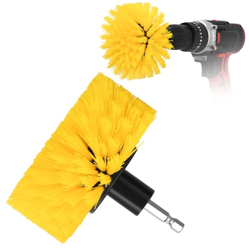 Drill Brush, Carpet Cleaning Brushes, for Floor, Grout, Car Mats, Tile, Bathroom, Carpet - color: Yellow Medium Bristles (Nylon)