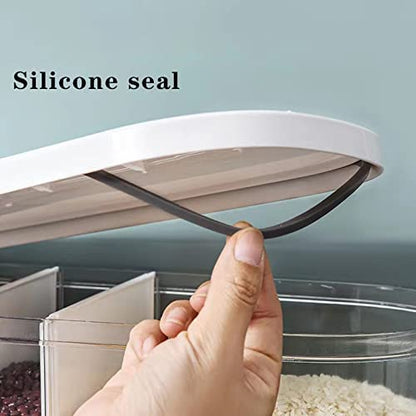 Dry Food Dispenser,Wall mounted 5 Grid Cereal Dispenser,Rice dispenser 25 pounds Kitchen Storage with Measuring Cup