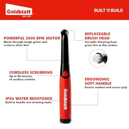 Goldblatt Cordless Electric Spin Scrubber Kit, Handheld Power Brush for Bathroom, Kitchen, Shower, Tile, Grout and Household Surfaces - style: Power Scrubber