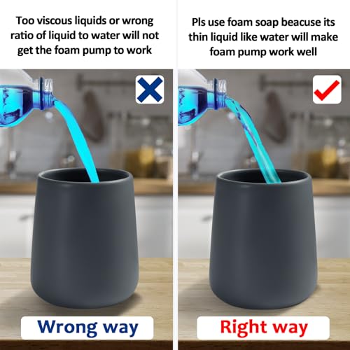 Soap Foaming Dispenser Ceramic with Easy-to-Press Pump Hand Foam Dispenser for Shampoo Bathroom Kitchen 12 oz - color: Foam-grey