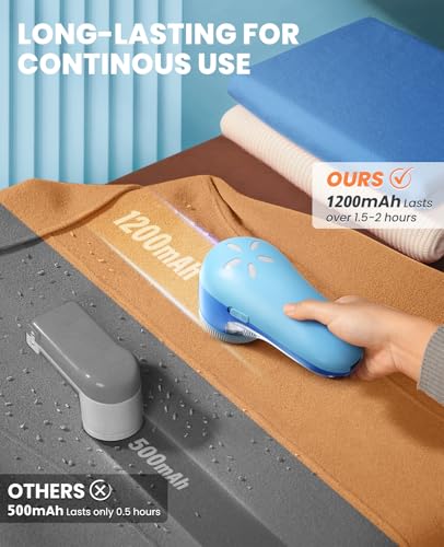 POPCHOSE Fabric Shaver, Lint Remover for Clothes, Electric Lint Shaver with 6-Leaf Blades, Sweater Shavers to Remove Pilling for Clothing, Couch, Furniture, Fuzz, Lint Ball, Bobbles, Blue-Cyan - color: Blue Cyan