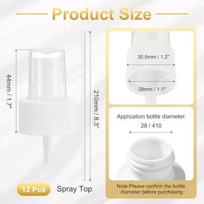 uxcell 12 Pcs White Spray Top, 28/410 Fine Mist Sprayer Reusable Replacement Spray Bottle Pump Plastic Top for Cosmetic Perfume and Body Sprays Bottle - color: White, size: 28/410