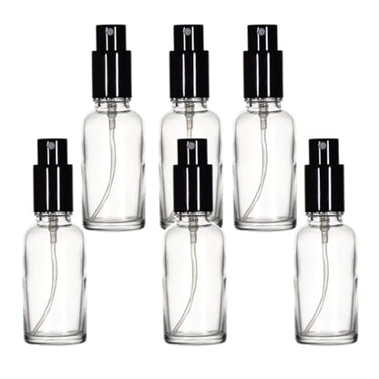 YIZHAO Clear Glass Spray Bottles 1oz, with Small Fine Mist Spray, Metal Cap, Refillable for Essential Oil,Travel,Cleaning,Perfume,Aromatherapy,Makeup – 6 Pcs - color: Transparent, size: 30ml-6
