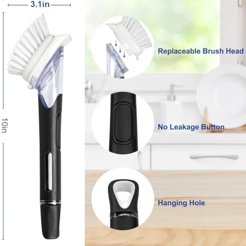 CELOX Dish Brush with Soap Dispenser, Soap Dispensing Dish Brush for Pot Pan Sink Cleaning