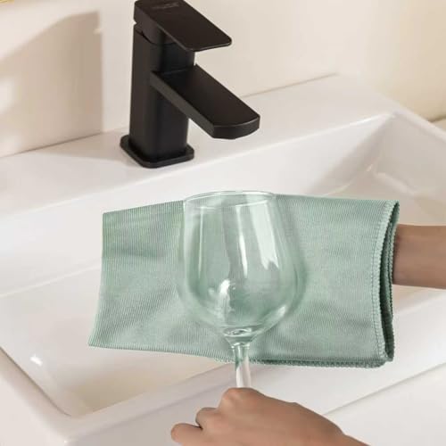 Microfiber Glass Cleaning Cloth 8 Pack, 16 Inch X 12 Inch, Lint Free Quickly Clean Window, Glasses, Windshields, Mirrors, and Stainless Steel, Green - color: Green