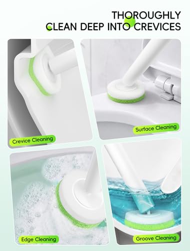 Wall Mounted Disposable Toilet Brush System with Holder, Toilet Bowl Cleaning Wand with Green Refills and One-Button Release, 2 Wands and Holders with 60 Green Refills