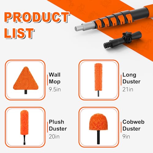 SISUPASSIE 24FT Duster Cleaner Kit, Dusters for Cleaning with Extension Pole, Baseboard & Wall and Window Cleaner Mop for Fan Blades, High Ceiling and Cobweb - size: 24FT