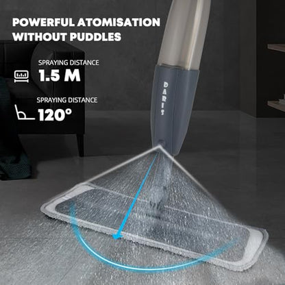 DARIS Spray Mops with 3 Microfiber Pads Dust Mop with 360ml Bottle for Floor Home Cleaning 360 Rotation Wet Dry Mops for Cleaning Hardwood, Laminate, Ceramic