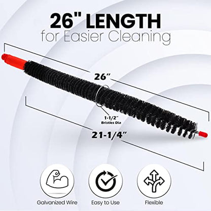 Dryer Vent Cleaner Lint Brush, Long Flexible Refrigerator Coil Cleaning Brush, 26 Inch,Black,Large (Pack of 1),1295