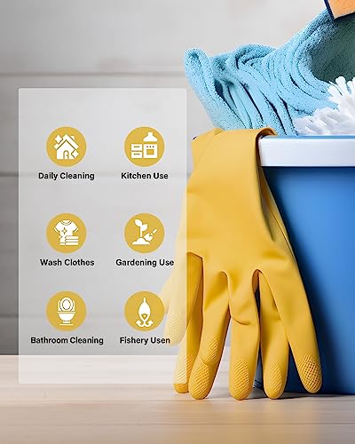 Rubber gloves on dishwashing cleaning 3 or 6 Pairs,Kitchen dish gloves,Reuseable. - size: Medium(Pack of 6)