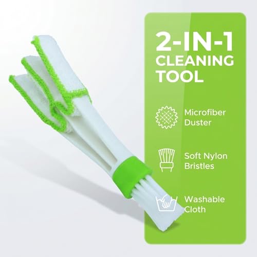 3 Pcs Blind Cleaner Washable Window Blind Cleaner Duster Tool – Window Blinds Duster Brush with Microfiber Sleeves, Easy Dust Removal Tool for Blinds, Vents & Fans, Reusable Home Cleaning Accessory