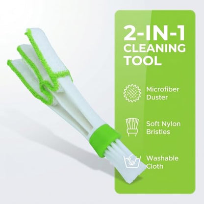 3 Pcs Blind Cleaner Washable Window Blind Cleaner Duster Tool – Window Blinds Duster Brush with Microfiber Sleeves, Easy Dust Removal Tool for Blinds, Vents & Fans, Reusable Home Cleaning Accessory