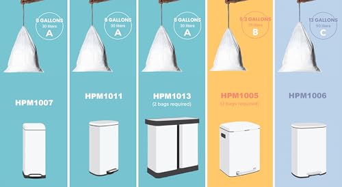 happimess 13.2 Gallon (50L) Drawstring Trash Bags, Unscented, White, Heavy Duty LDPE Liners for Kitchen and Household, Custom Fit 40 Count (2 Packs of 20 Liners) HPM3000C-W-2SET - color: White, size: 40 Count (Pack of 1)